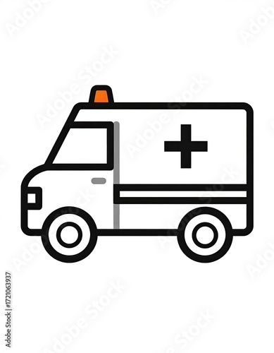 Wallpaper Mural Simple outline of a white ambulance Torontodigital.ca