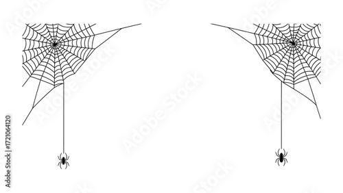 Spider Web Design: An artistic representation of a spider web, showcasing its intricate design with spiders suspended below, capturing the essence of arachnid creativity and Halloween aesthetics.