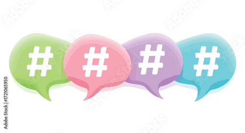 Boost your social media presence with pastel hashtag speech bubbles for engaging content and viral marketing campaigns to grow your brand awareness