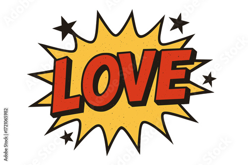 Comic book love icon set. fun, pop art style, romantic symbols in bold outline.