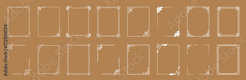 Ornamental label frames. Decorative vintage frames and retro borders. Wedding and museum picture ornaments. Vector set of elegant frames and design elements