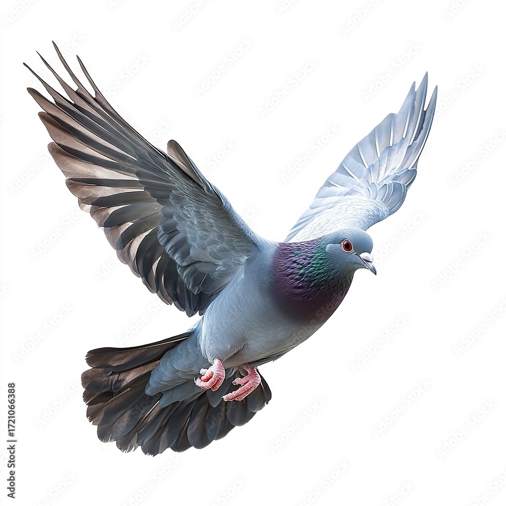 Naklejka premium Photo of flying Pigeon Isolated on white background
