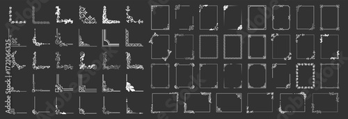 Ornamental label frames. Decorative vintage frames and retro borders. Wedding and museum picture ornaments. Vector set of elegant frames and design elements