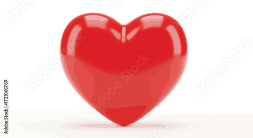 Shiny red heart emblem conveying love, romance, and passion for Valentine's Day campaigns and heartwarming designs, perfect for expressing affection