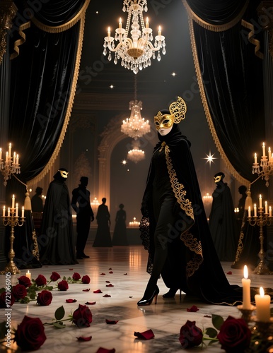 Elegant Gothic Halloween Masquerade Ball Background ball