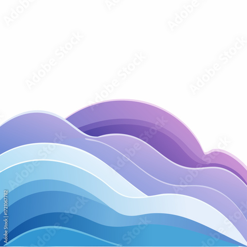 Stylized cloud icon with flowing gradient wave lines in lavender and periwinkle, right-side copy space for cloud computing ads