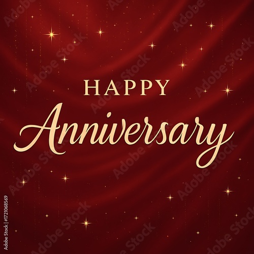 happy anniversary card on red background
