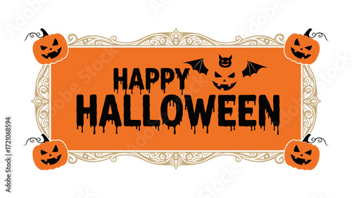 Happy Halloween Spooktacular: An eye-catching seasonal graphic, brimming with spooky pumpkins, bats, and a delightfully chilling font, conjures the spirited atmosphere of Halloween.