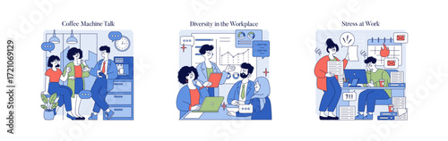 Office Coffee Break Chat Vector Illustration