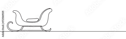 Santa's sleigh line art. Sleigh continuous one line drawing.
