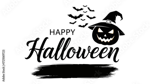 Happy Halloween Graphic: A spooky graphic for Halloween, featuring the holiday greeting, a pumpkin, and bats. 