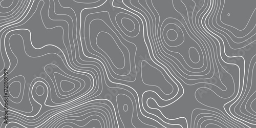 Abstract design with seamless pattern with lines topographic map. geographic mountain relief. the black on gray contours topography stylized height of the lines. geographic contour map paper texture.