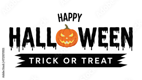 Spooky Halloween Text: A vibrant, colorful text graphic for Halloween night, featuring a spooky Jack-o'-lantern and dripping text, inviting viewers to celebrate the holiday.