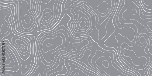 Abstract design with seamless pattern with lines topographic map. geographic mountain relief. the black on gray contours topography stylized height of the lines. geographic contour map paper texture.