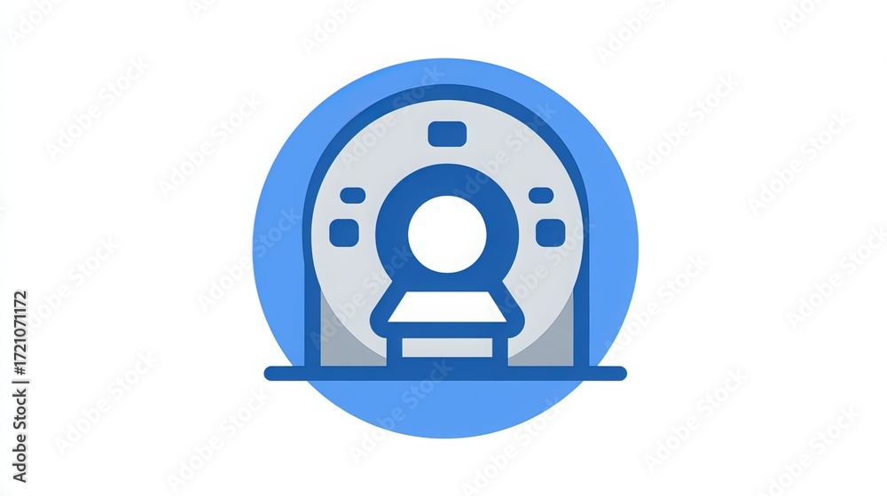 Naklejka premium This vector icon depicts an MRI scanner, symbolizing medical imaging, diagnostics, advanced technology, radiology, and hospital equipment. 