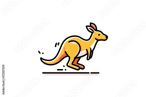 Animated kangaroo running with motion lines in vibrant colors  