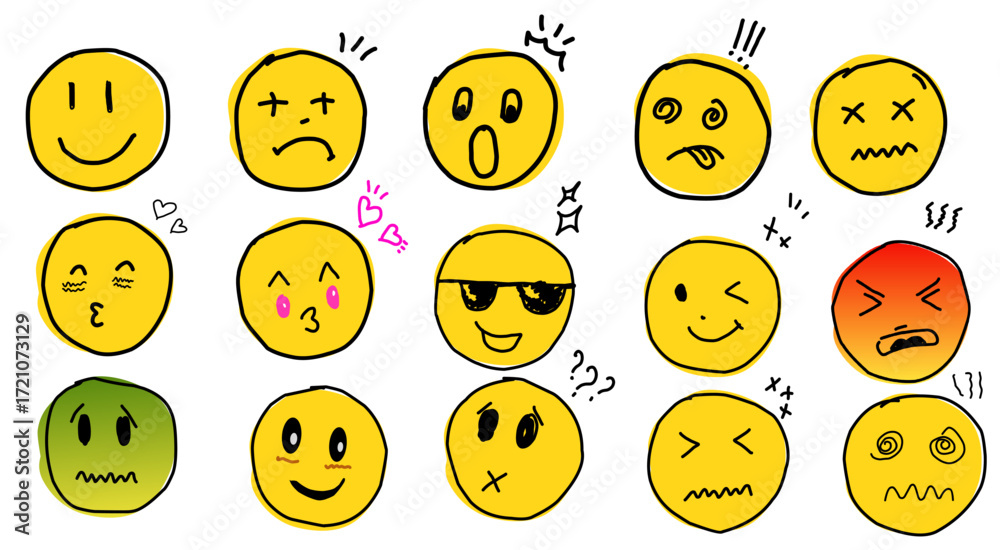 Fototapeta premium Emoticon smile doodle cute hand draw expression 