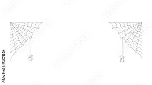 Spiderweb Corners: Two intricately designed spiderwebs grace the corners of the space, with tiny spiders delicately suspended, presenting a haunting visual. 