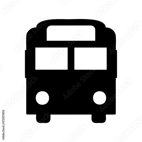 Black and white stylized bus icon representing public transport in a city