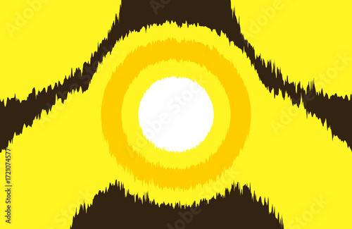 Yellow blurred ikat zigzag jewelry circle poster art