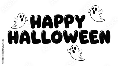 Happy Halloween: A festive greeting for a season of fun and fright, with cute ghost icons.