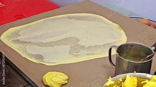 Roti in making process.