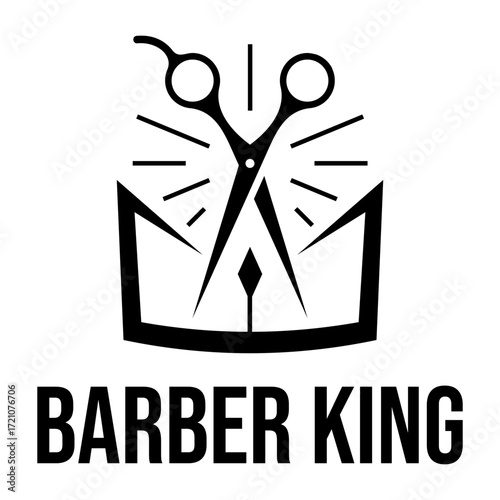 barber king flat minimalist logo design