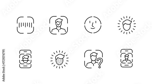 Technology and ai line icons set – flat, outline, machine learning symbols
