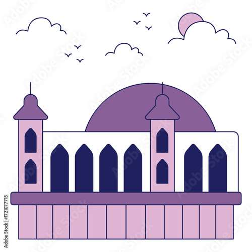 A flat design icon of brighton pier