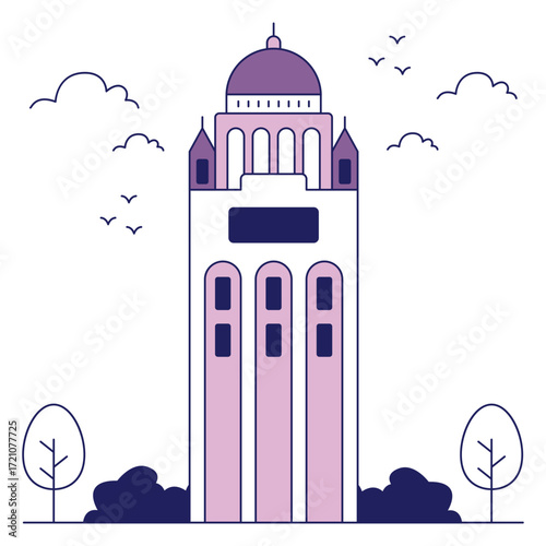 A trendy design icon of hoover tower