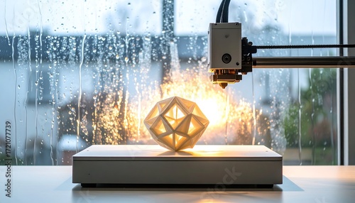 3D printer creating a geometric design