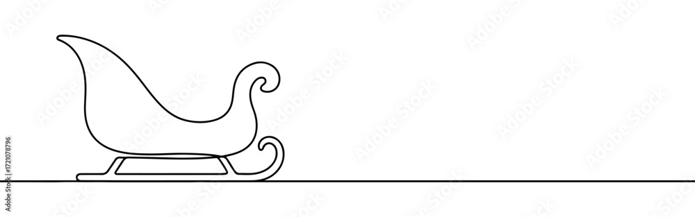 Fototapeta premium Santa's sleigh line art. Sleigh continuous one line drawing.