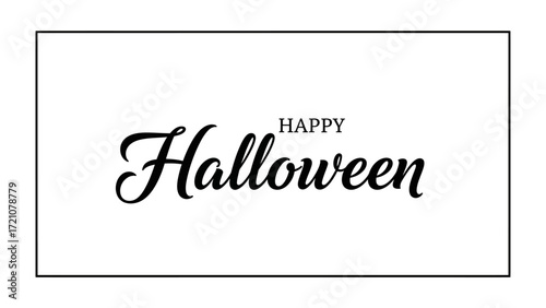 Happy Halloween text: A stylish and spooky Happy Halloween graphic design, perfect for seasonal greetings and holiday celebrations. with clean and elegant, script typography