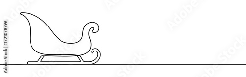 Santa's sleigh line art. Sleigh continuous one line drawing.