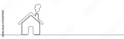 Home continuous one line drawing. House, real estate symbol. Vector illustration.
