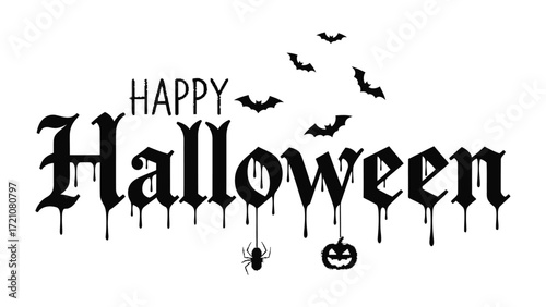 Happy Halloween Decoration: Spooky text decoration to wish everyone a Happy Halloween. This minimalist design brings a touch of eeriness.