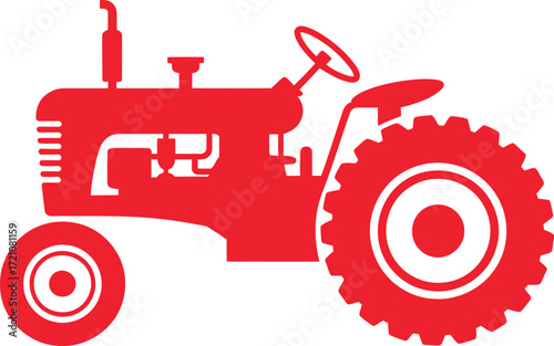 Classic red tractor silhouette symbolizing agriculture and rural life