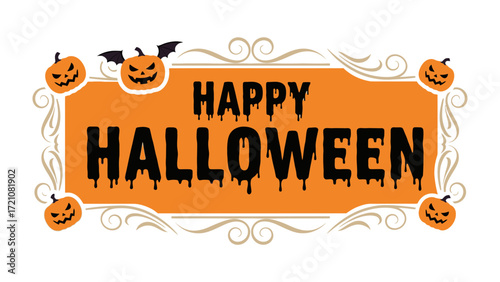 Spooky Halloween Wishes: A festive illustration of pumpkins, bats, and a spooky message for the Halloween season. 