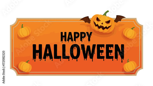 Spooky Halloween Banner: An intricately designed banner for Halloween features grinning pumpkin, and charming pumpkin illustration with festive decoration. the banner will make it perfect for party.
