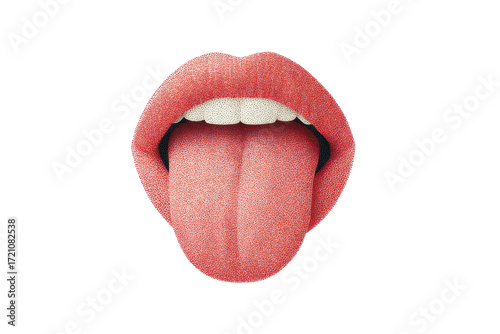 Pop art style open mouth with tongue sticking out, cut out