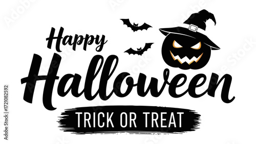Happy Halloween Illustration: The artwork is a captivating representation of Halloween, the classic festive symbols evoke a sense of anticipation and fun.