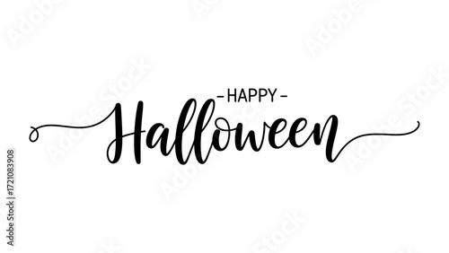 Happy Halloween Celebration: Elegant calligraphy spells out Happy Halloween, perfect for cards and festive invitations, and evokes the spirit of fun and spooky gatherings.