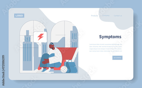 Vector Illustration of Reflective Athlete with Headache