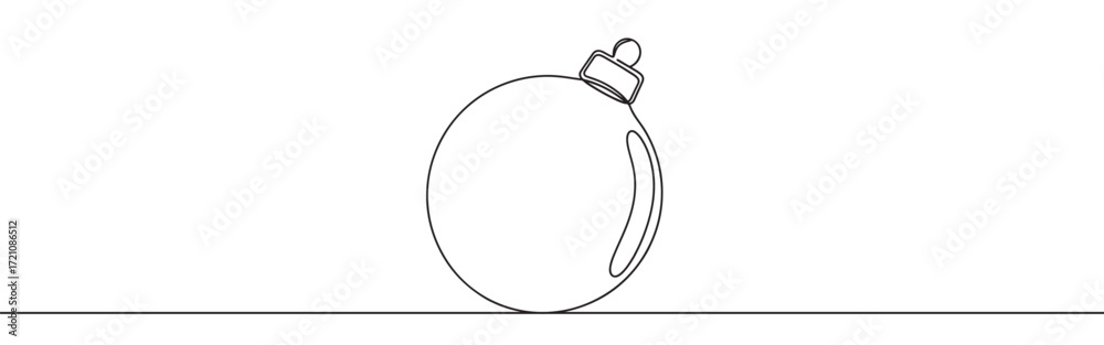 Obraz premium Christmas ball line art. Holiday christmas decoration continuous one line drawing.