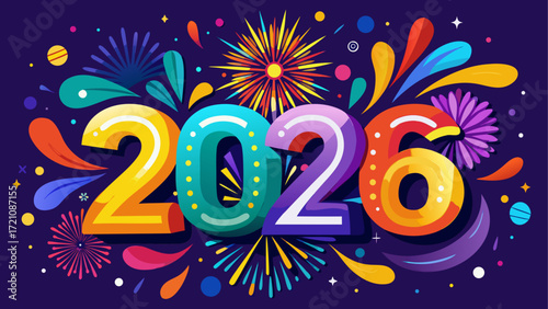Colorful year two thousand twenty six art