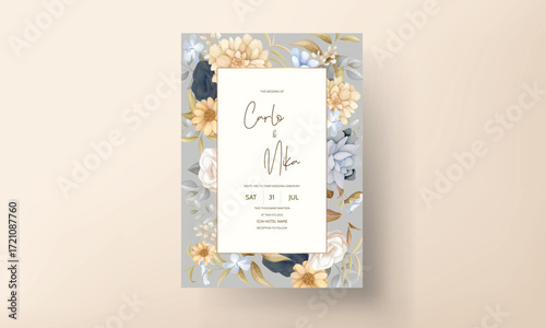 Blush and Gold Romantic Floral Wedding Invitation Set