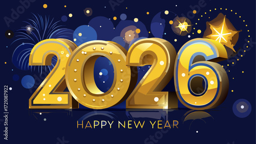 Golden twenty twenty six new year design