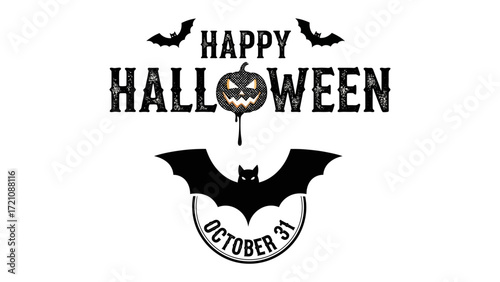 Halloween Celebration: A classic Halloween greeting, featuring stylized bats and a carved pumpkin.