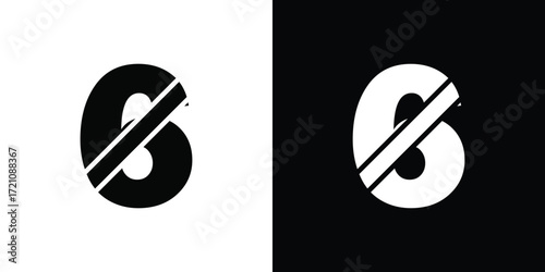 Black and white symmetrical number six logo design