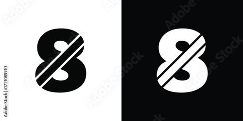 Modern number eight logo design in black and white